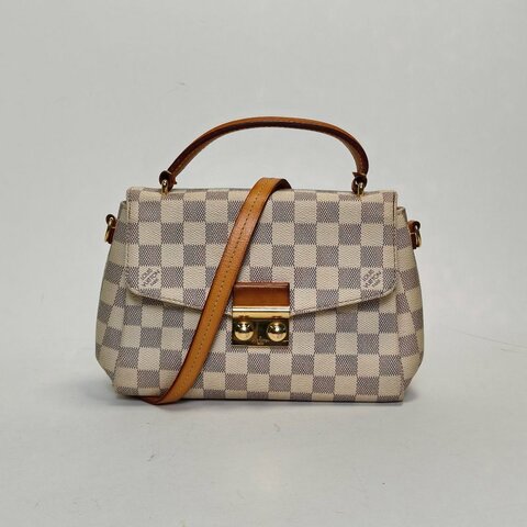 LOUIS VUITTON Croisette手柄郵差包白棋格PVC金扣2017肩背包