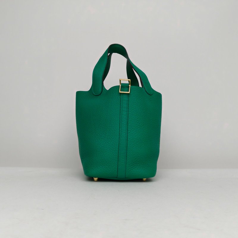 HERMES Picotin18菜籃子O6帝王綠TC皮Y刻金扣肩背包-1