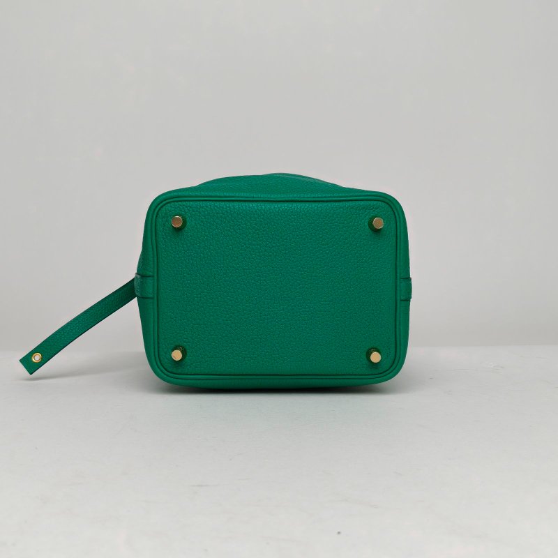 HERMES Picotin18菜籃子O6帝王綠TC皮Y刻金扣肩背包-4