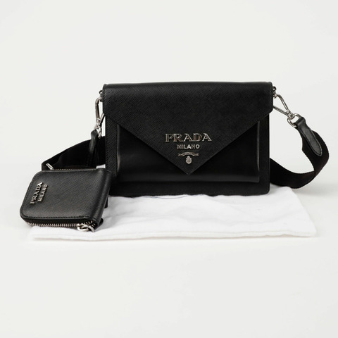PRADA 金屬Logo迷你手拿包斜背包 1BP020