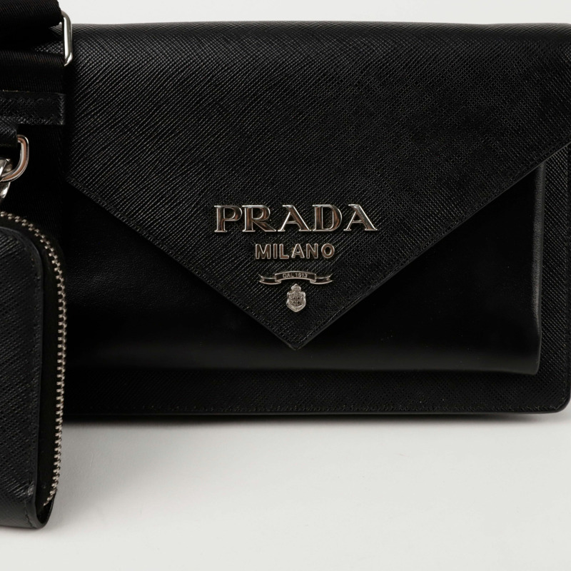 PRADA 金屬Logo迷你手拿包斜背包 1BP020-1
