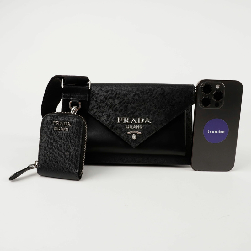 PRADA 金屬Logo迷你手拿包斜背包 1BP020-7