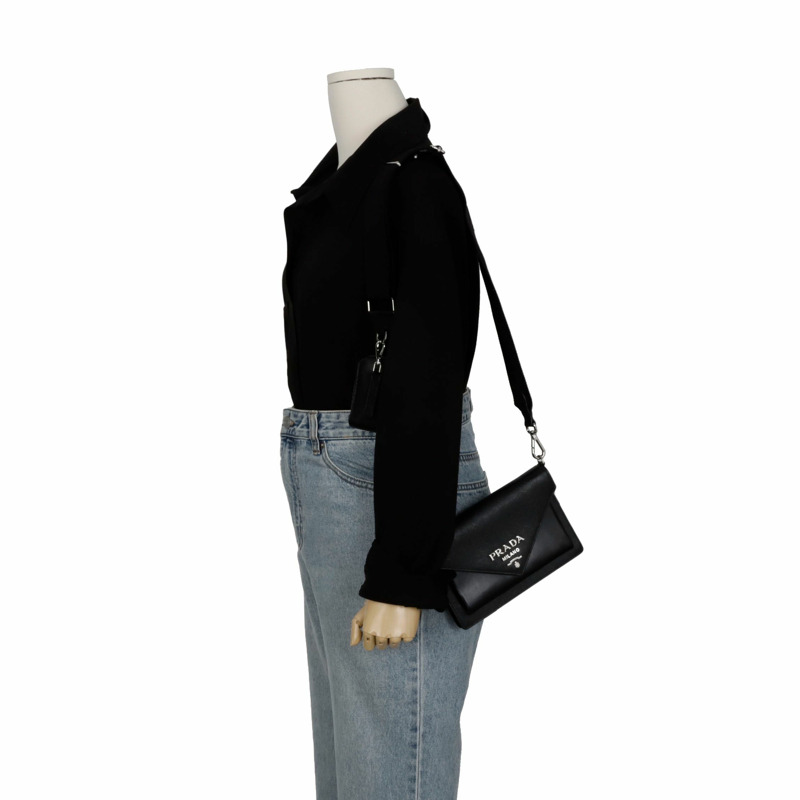 PRADA 金屬Logo迷你手拿包斜背包 1BP020-11