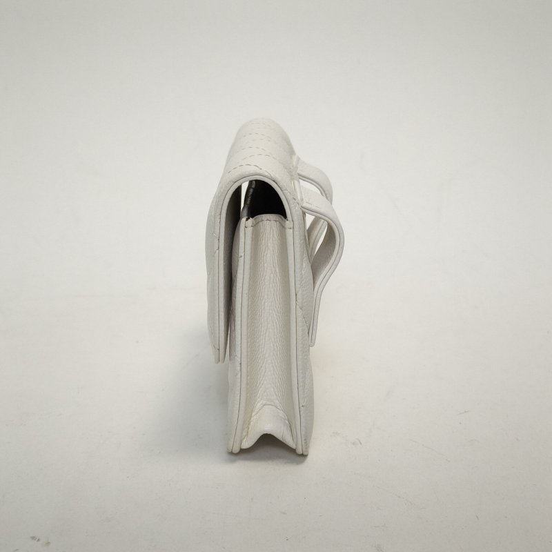 CHANEL 白色荔枝牛皮30開黑扣黑白熊貓配色腰包肩背包-1