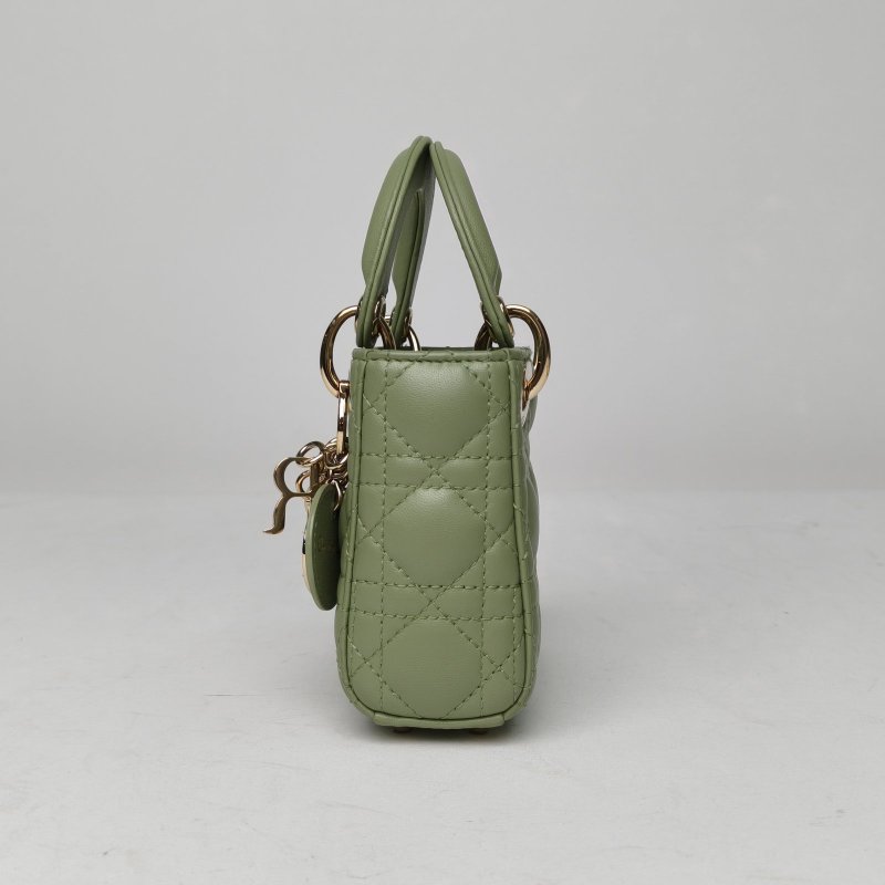 DIOR Lady戴妃包超迷你12羊皮金扣2022薄荷綠肩背包-1