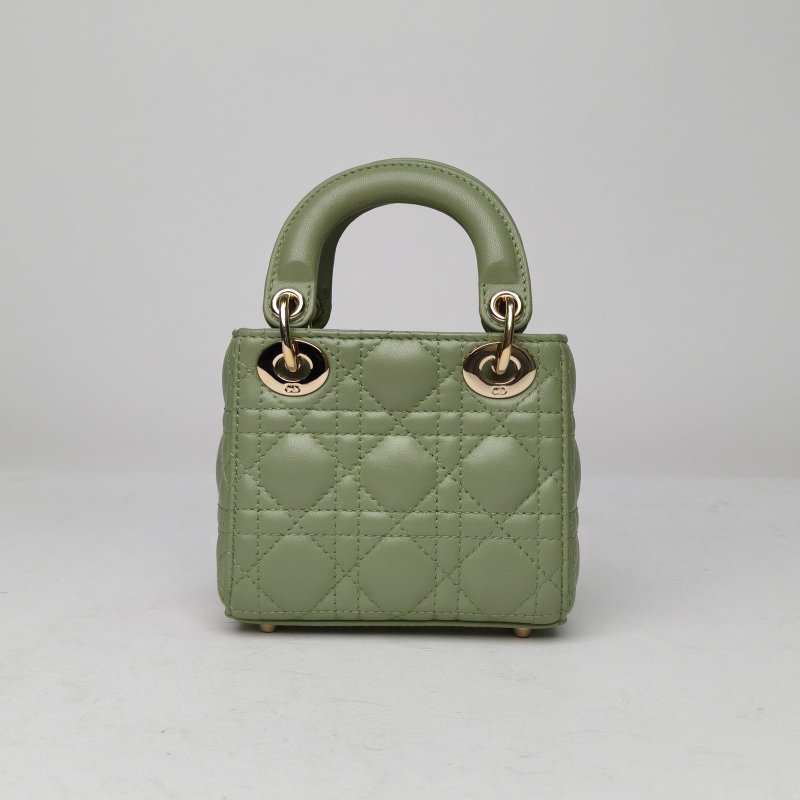 DIOR Lady戴妃包超迷你12羊皮金扣2022薄荷綠肩背包-2