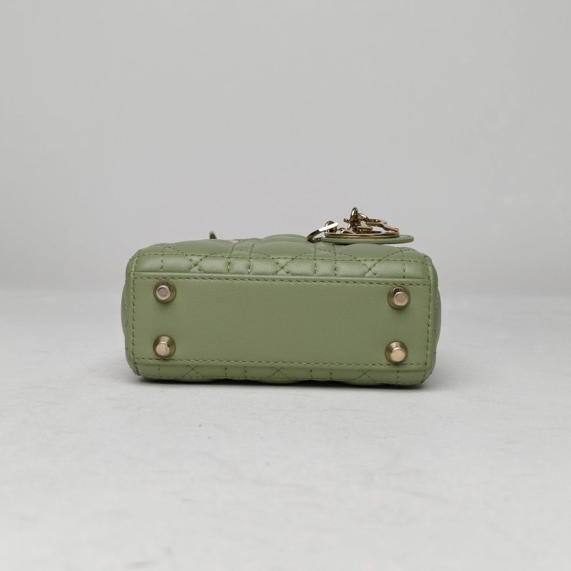 DIOR Lady戴妃包超迷你12羊皮金扣2022薄荷綠肩背包-4