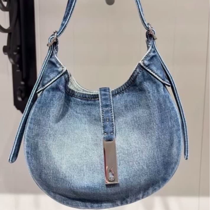 全🆕Polo Ralph Lauren Polo 金配件棉餃子包單肩包 藍色牛仔布-2