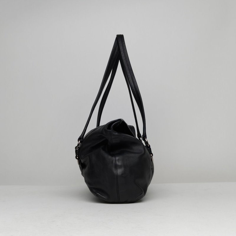 PRADA 黑色羊皮銀扣單肩包肩背包-3