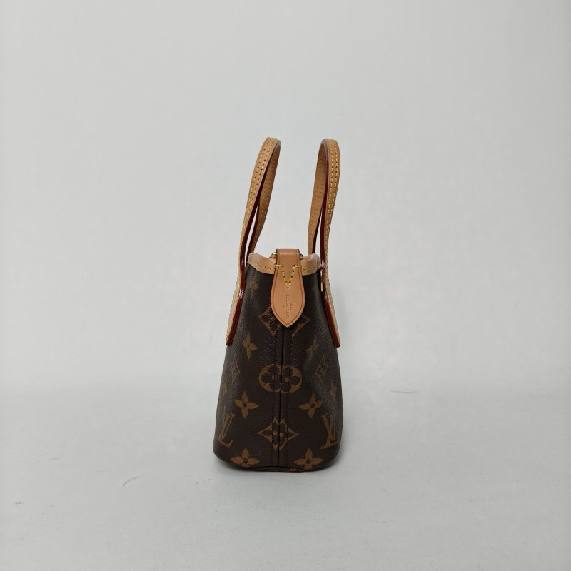 LOUIS VUITTON NeverfullBB24配子袋可拆卸米棕寬肩帶老花PVC金扣晶片肩背包-1