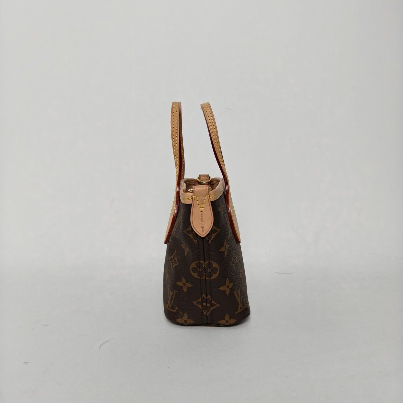 LOUIS VUITTON NeverfullBB24配子袋可拆卸米棕寬肩帶老花PVC金扣晶片肩背包-3