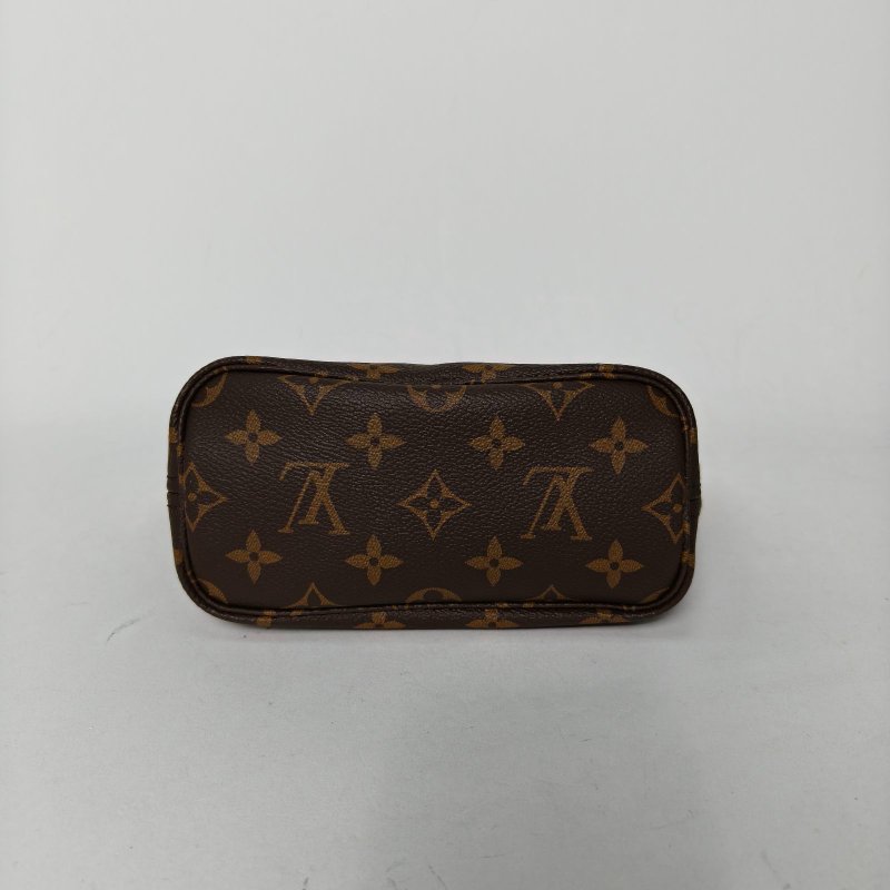 LOUIS VUITTON NeverfullBB24配子袋可拆卸米棕寬肩帶老花PVC金扣晶片肩背包-4
