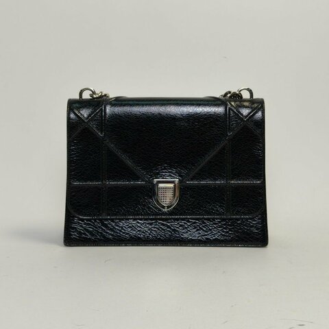 DIOR Diorama盾牌包大號29黑色牛皮銀扣2016肩背包