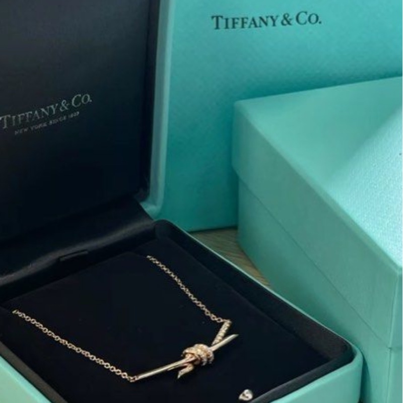 全🆕TIFFANY & co.knot 系列原創歐美 玫瑰金 項鍊-1
