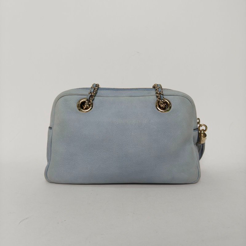 GUCCI 藍色麂皮淺金扣SohoDisco流蘇相機包肩背包-2