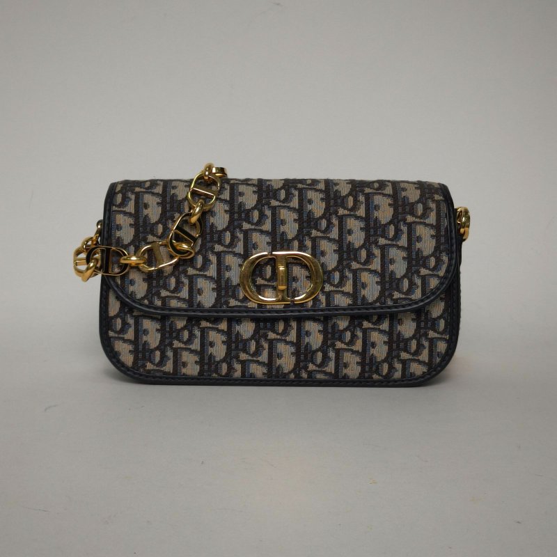 DIOR 30Montaigne蒙田Avenue中號22.5老花帆布金扣2022肩背包-0