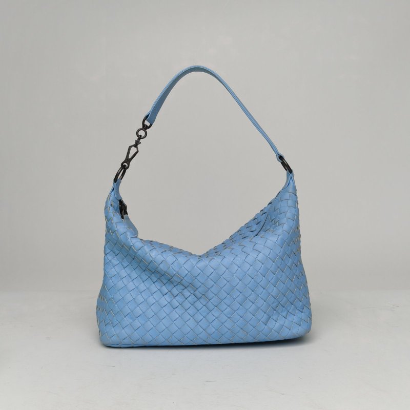 BOTTEGA VENETA 藍色羊皮經典編織飯盒包肩背包-2