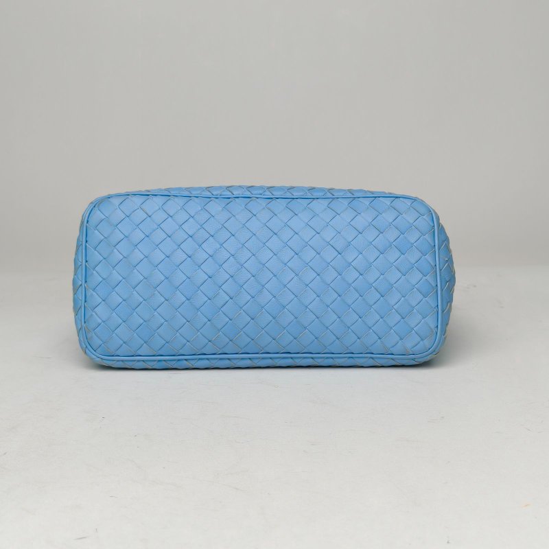 BOTTEGA VENETA 藍色羊皮經典編織飯盒包肩背包-4