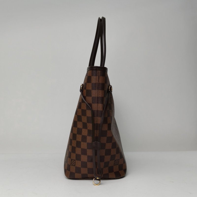 LOUIS VUITTON Neverfull中號31配子袋棕色棋盤格PVC金扣2016肩背包-1