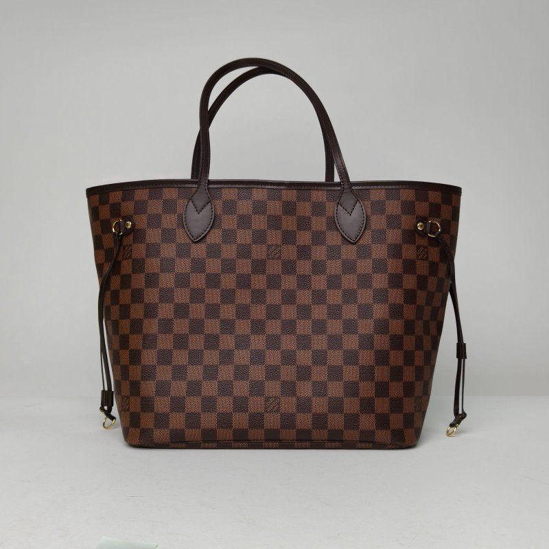 LOUIS VUITTON Neverfull中號31配子袋棕色棋盤格PVC金扣2016肩背包-2