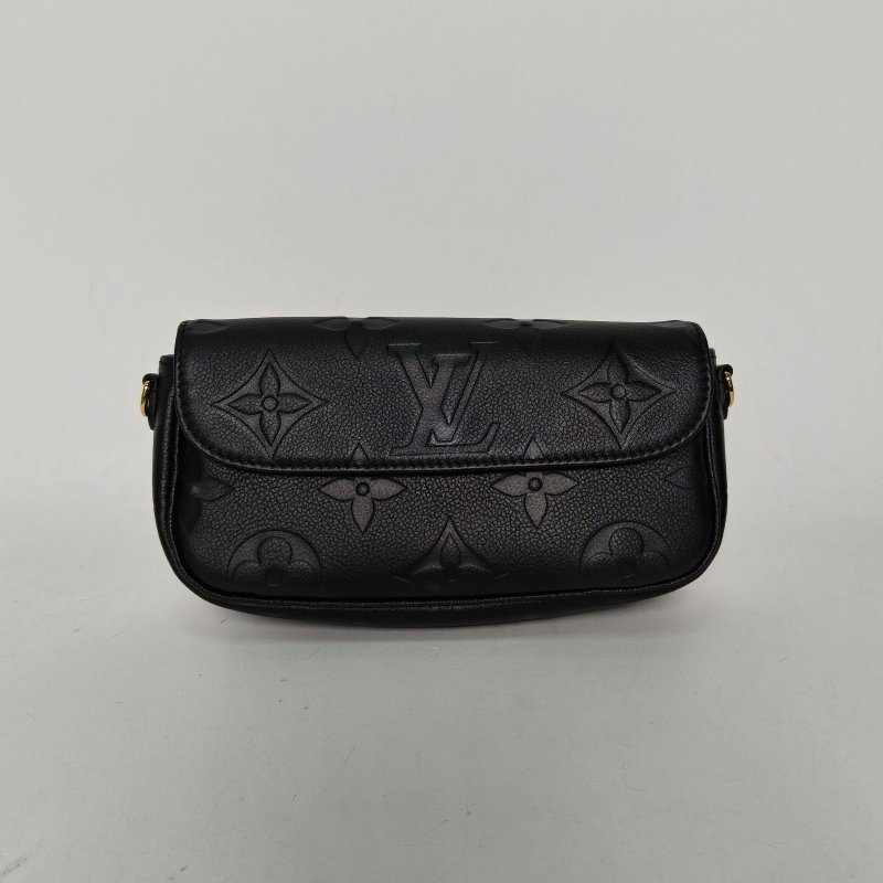 LOUIS VUITTON IVY鏈條腋下包黑色牛皮金扣晶片肩背包-0