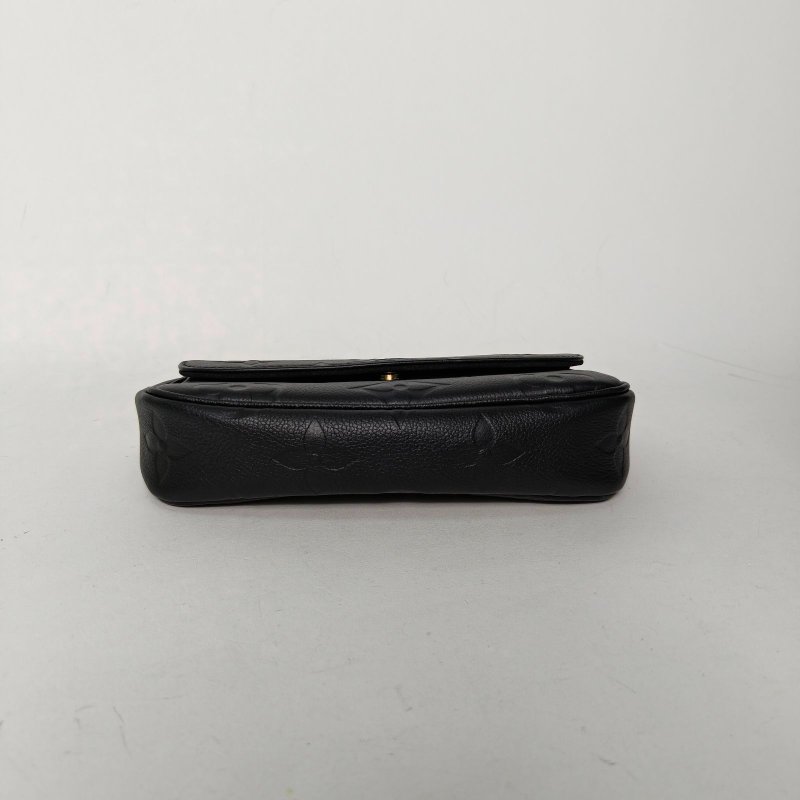 LOUIS VUITTON IVY鏈條腋下包黑色牛皮金扣晶片肩背包-4