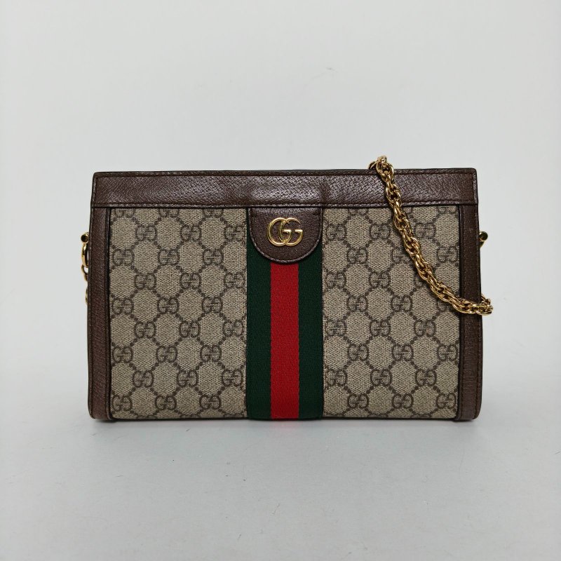 GUCCI Ophidia夾子包小號26老花PVC金扣肩背包-0