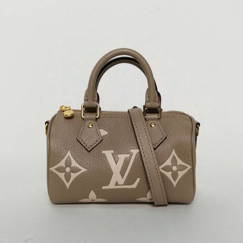 LOUIS VUITTON SpNano16可拆卸肩帶大象灰牛皮晶片大Logo印花肩背包