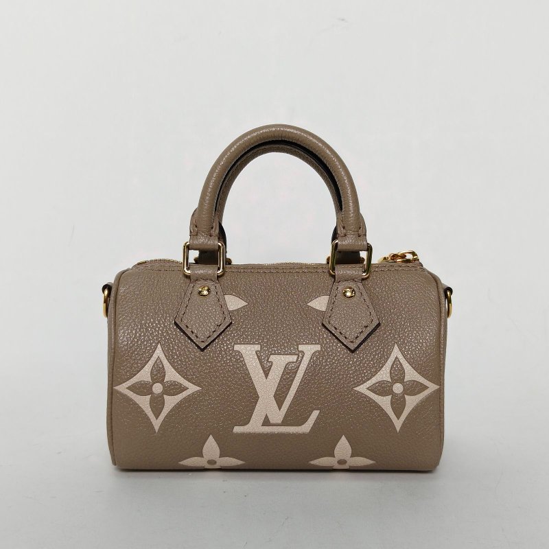 LOUIS VUITTON SpNano16可拆卸肩帶大象灰牛皮晶片大Logo印花肩背包-2