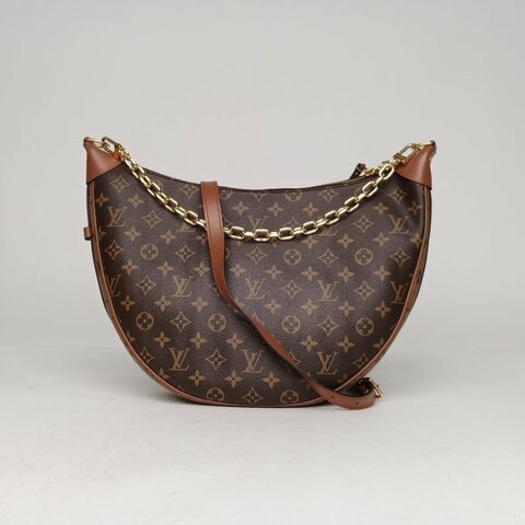 LOUIS VUITTON LoopHobo大豌豆月亮包老花PVC晶片肩背包