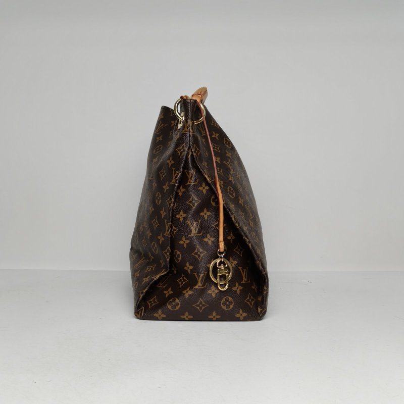 LOUIS VUITTON Artsy中號41老花PVC金扣2009肩背包-3