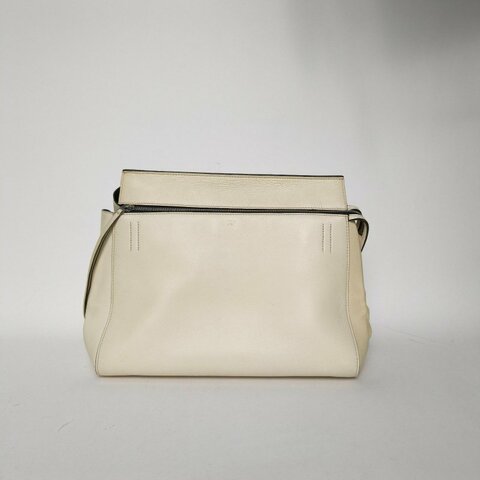 CELINE 米色牛皮銀扣單肩包肩背包