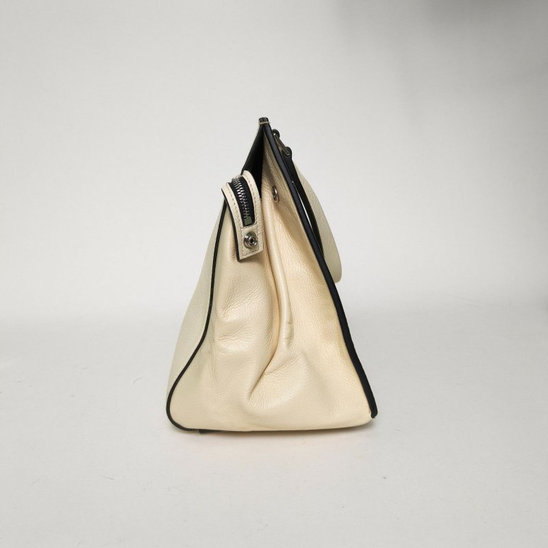 CELINE 米色牛皮銀扣單肩包肩背包-1