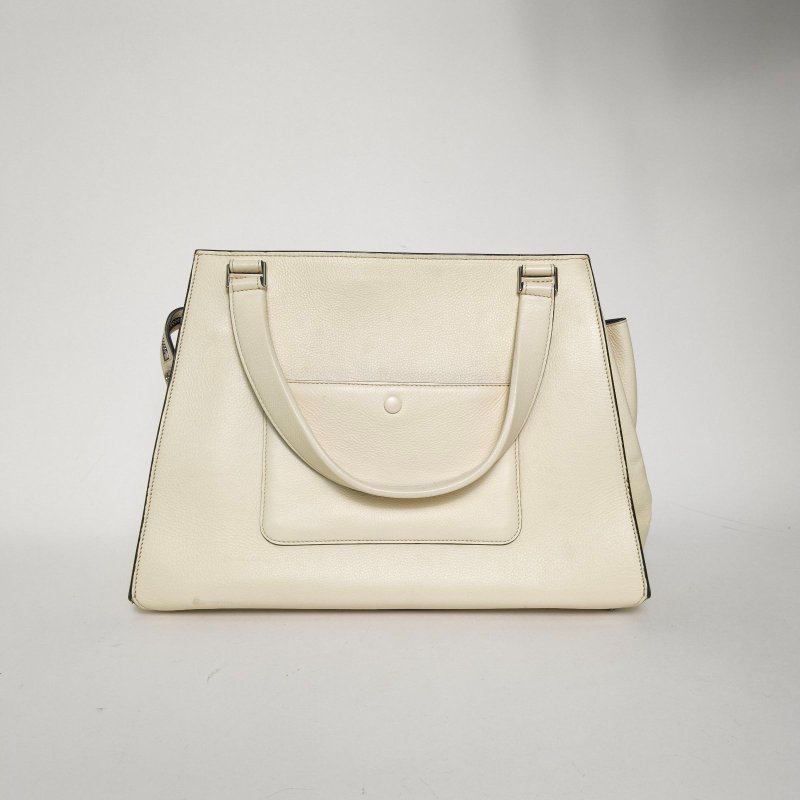 CELINE 米色牛皮銀扣單肩包肩背包-2