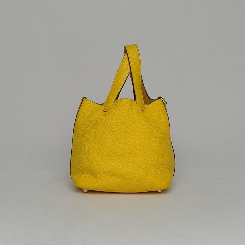 HERMES Picotin18菜籃子9O那不勒斯黃TC皮D刻銀扣肩背包-2