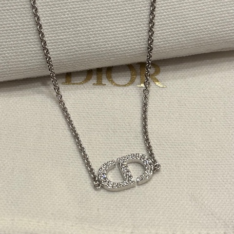 Dior 銀色水鑽Logo 項鏈 頸鏈 necklace