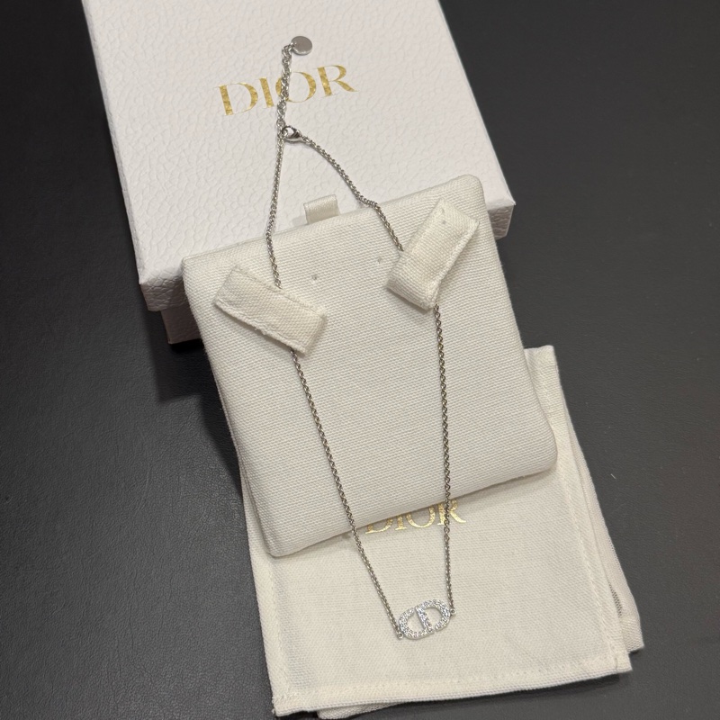 Dior 銀色水鑽Logo 項鏈 頸鏈 necklace-1