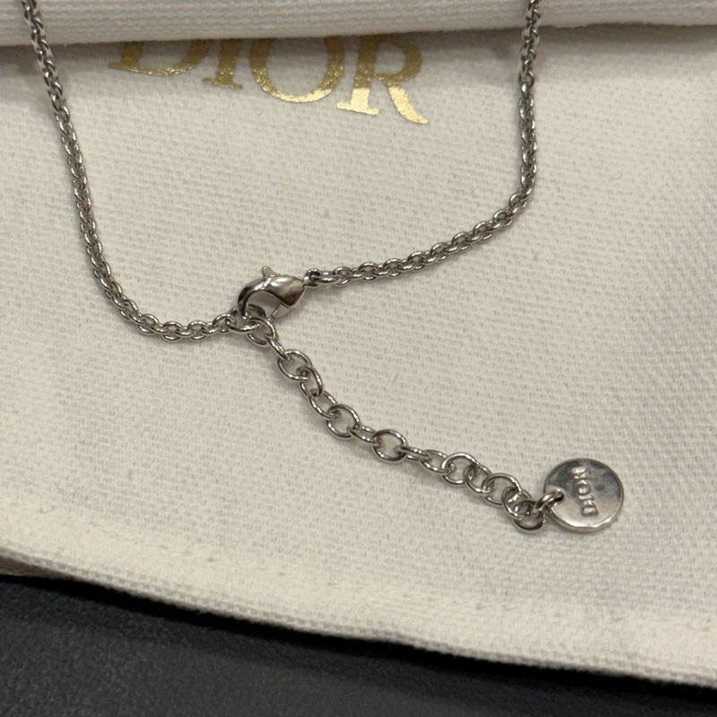 Dior 銀色水鑽Logo 項鏈 頸鏈 necklace-2