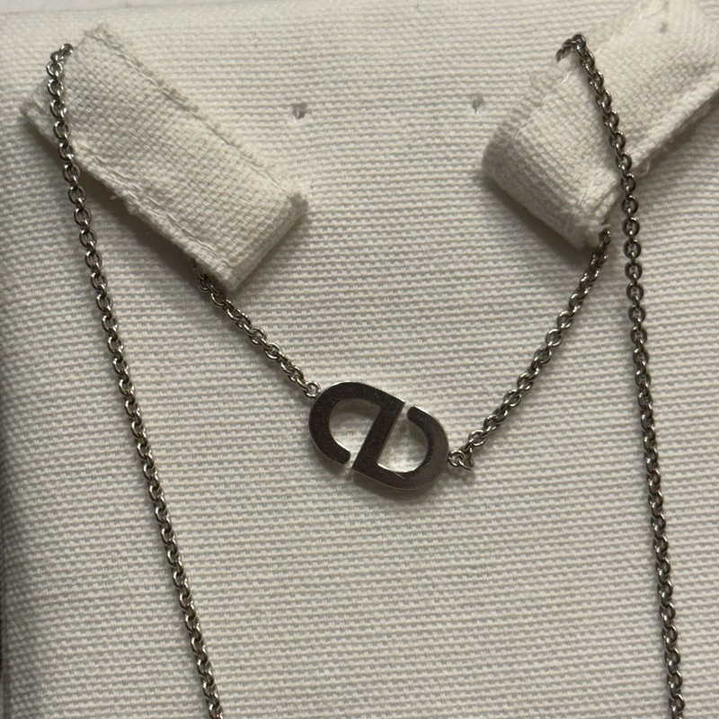 Dior 銀色水鑽Logo 項鏈 頸鏈 necklace-3