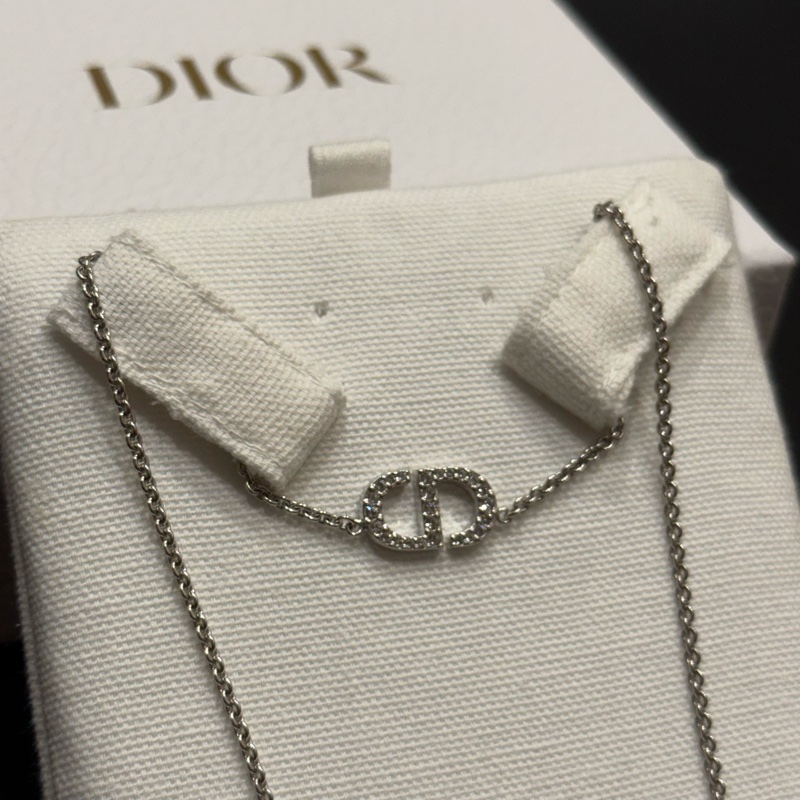 Dior 銀色水鑽Logo 項鏈 頸鏈 necklace-4