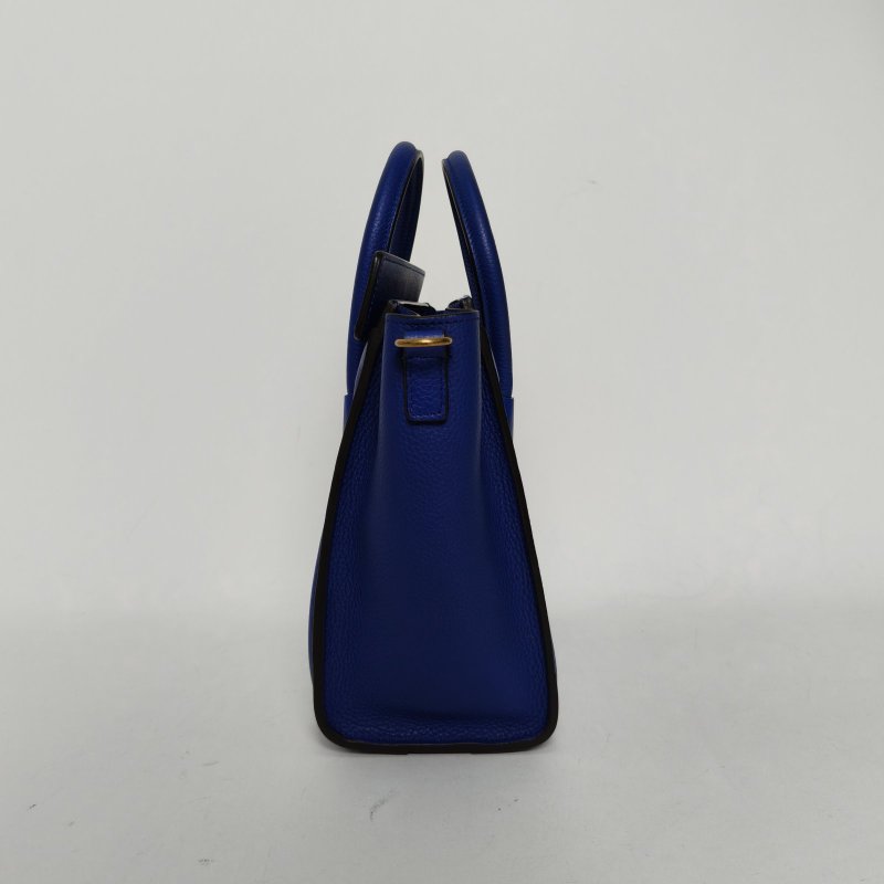 CELINE Luggage笑臉包Nano20藍色牛皮肩背包-1