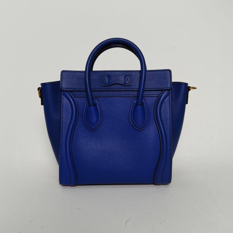 CELINE Luggage笑臉包Nano20藍色牛皮肩背包-2