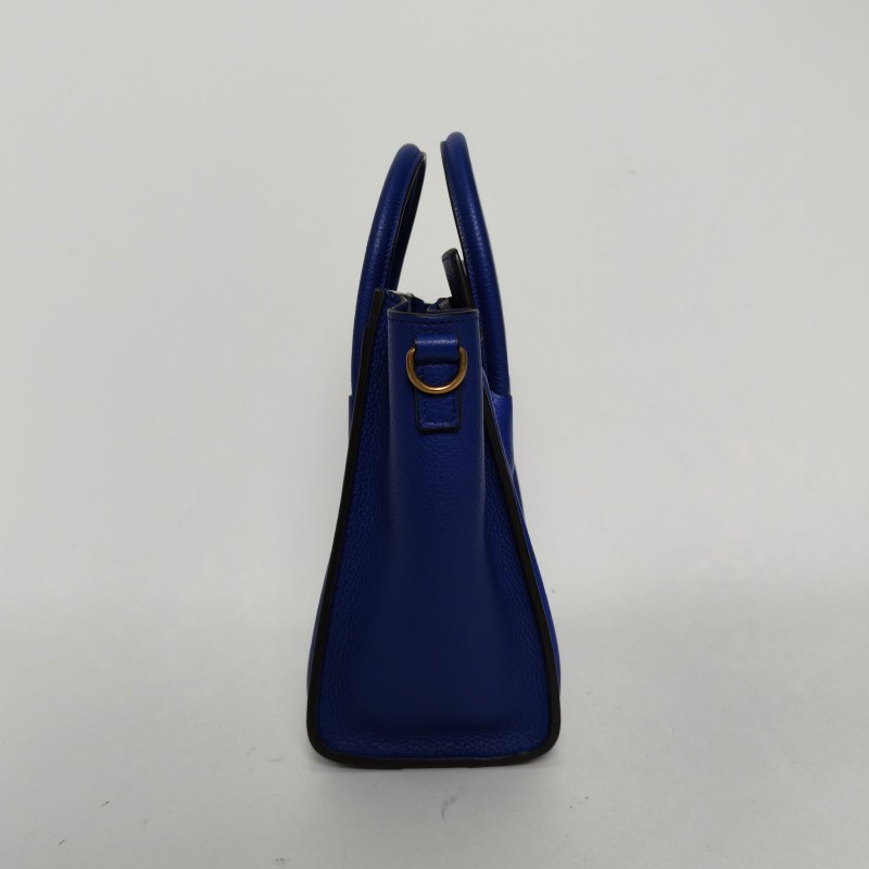 CELINE Luggage笑臉包Nano20藍色牛皮肩背包-3