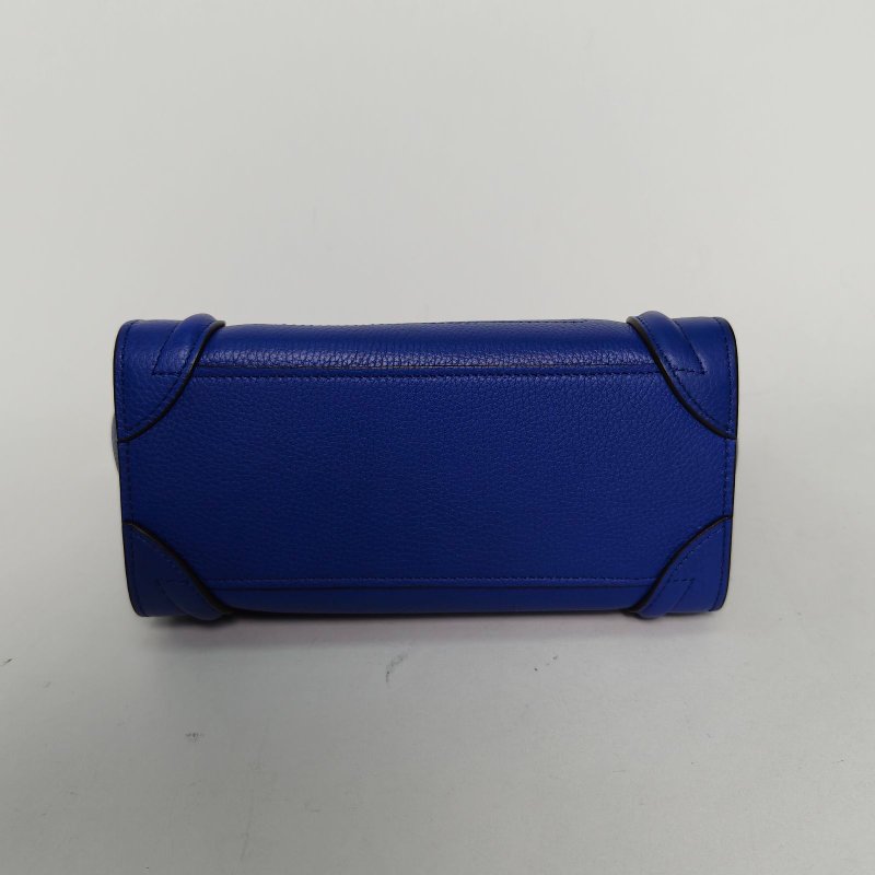CELINE Luggage笑臉包Nano20藍色牛皮肩背包-4