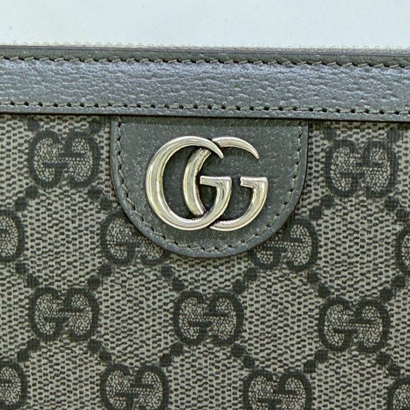 GUCCI 黑灰帆布拉鍊長夾-6