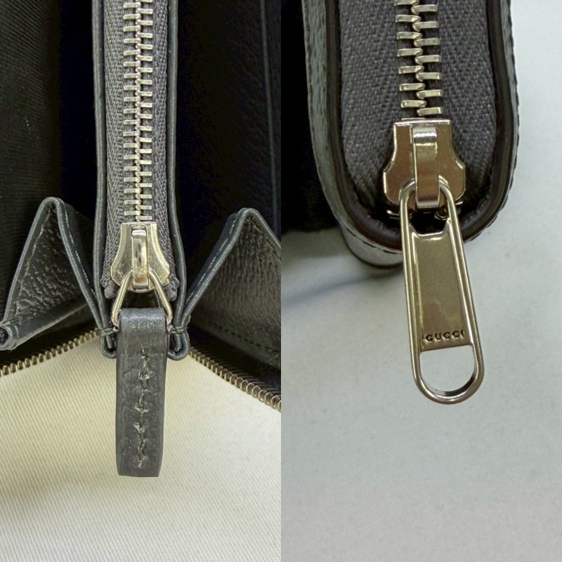 GUCCI 黑灰帆布拉鍊長夾-7