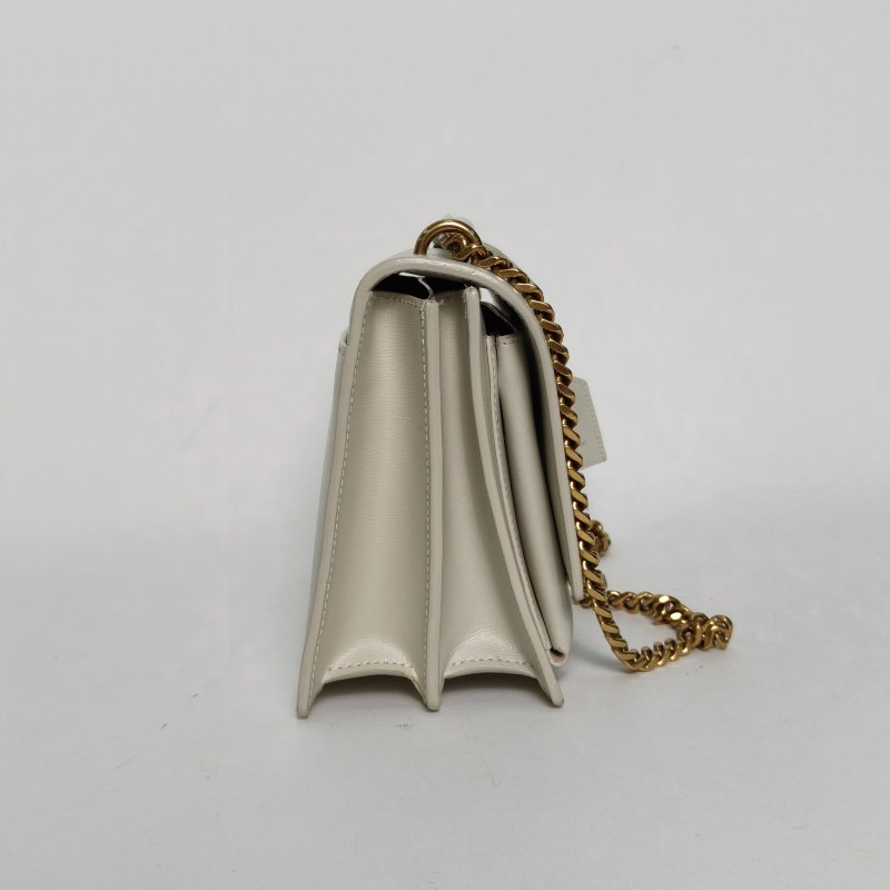 SAINT LAURENT SUNSET日落包中號22白色牛皮金扣肩背包-1