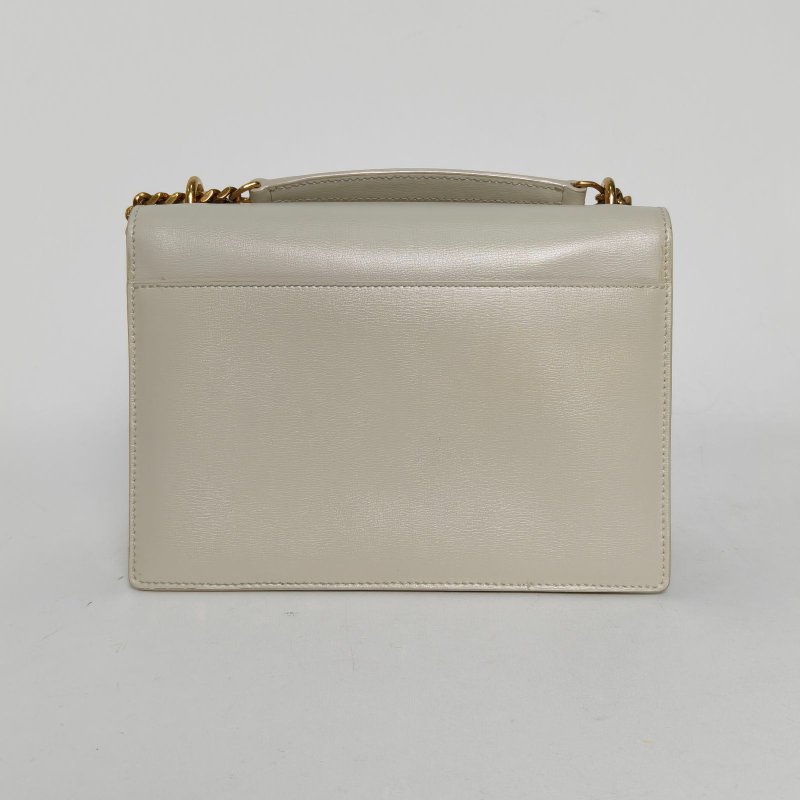 SAINT LAURENT SUNSET日落包中號22白色牛皮金扣肩背包-2