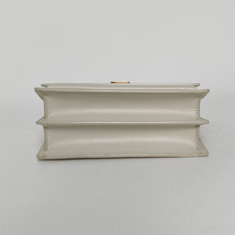 SAINT LAURENT SUNSET日落包中號22白色牛皮金扣肩背包-4