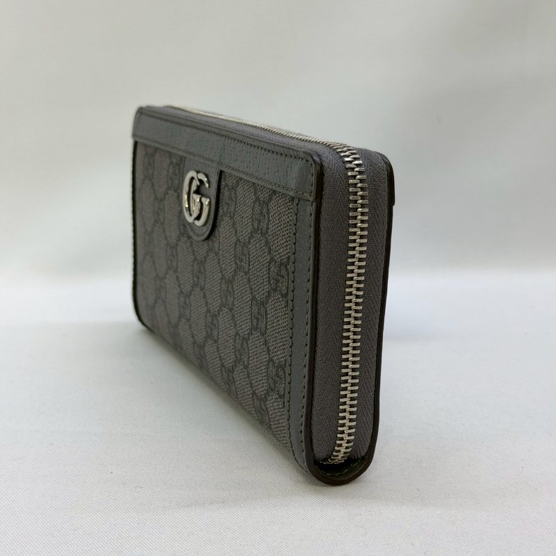 GUCCI 黑灰帆布拉鍊長夾-2